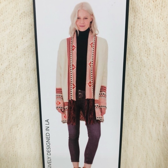 RARE MAXSPORT Tribal Aztec Long Cardigan Bohemian Boho Fringe Size M‎ $298 - Picture 7 of 16
